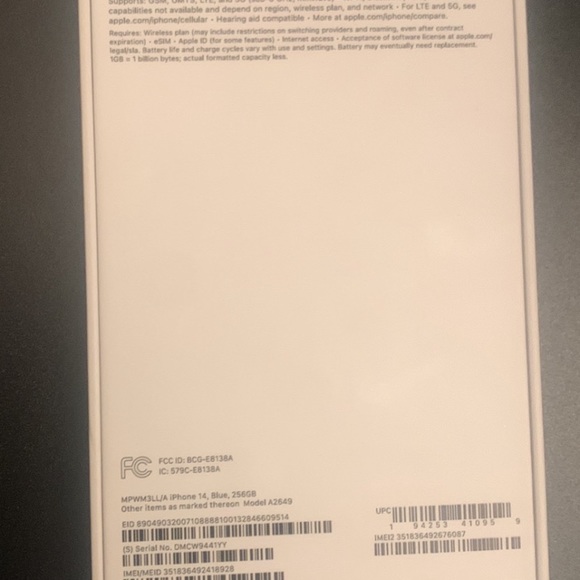 iPhone 14 256gb blue att locked - Picture 2 of 2
